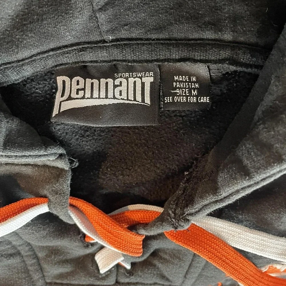 Mens (M) Black Hoodie LCAHL Amateur Hockey Pennant Orange Fabric Letters Cotton